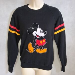 80's Disney Character Fashions Mickey Mouse Sweatshirt Women's Small Black USA